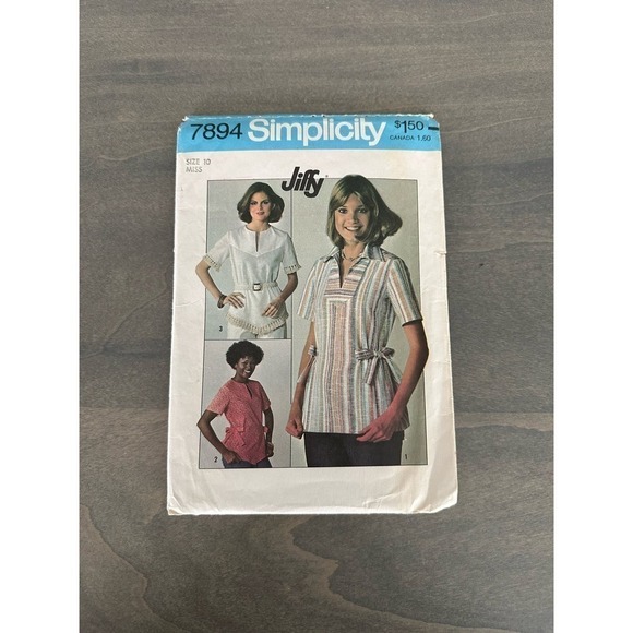 Simplicity Vintage Uncut Misses Jiffy Pullover Tops Size 10 Pattern No 7894 - Picture 1 of 7